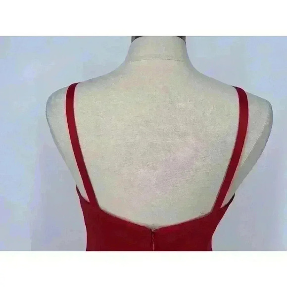 Vintage 90s Rhapsody Red Satin Maxi Dress Gown Size 12 Minimalist Prom HoCo - Picture 7 of 14